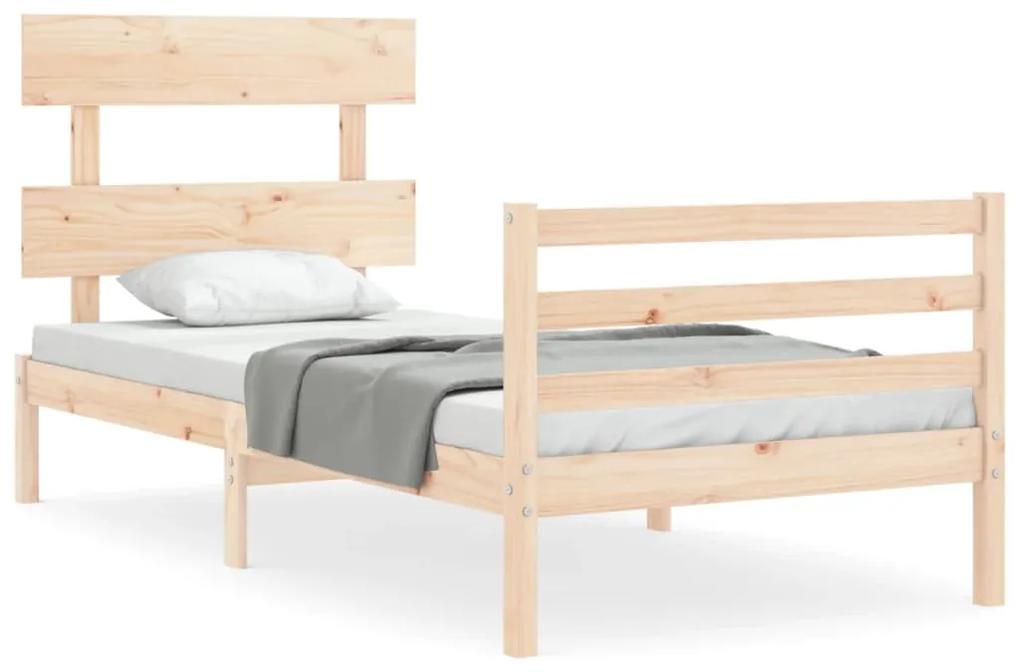 3195056 vidaXL Cadru de pat cu tăblie single, lemn masiv