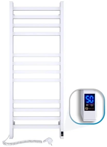 Radiator de baie tip scară AVANGARD cu termostat, 459W/230V, 120,6 cm, IP44, alb, stânga