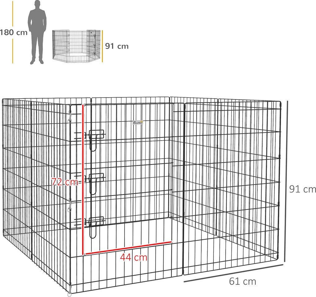 PawHut Parc modular pentru câini iepuri rozătoare gard pentru animale mici interior și exterior 61 x 91 cm negru | Aosom Romania