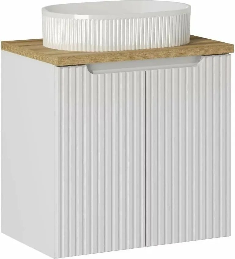 Set dulap baza suspendat 60 cm cu blat si lavoar Comad Nova alb
