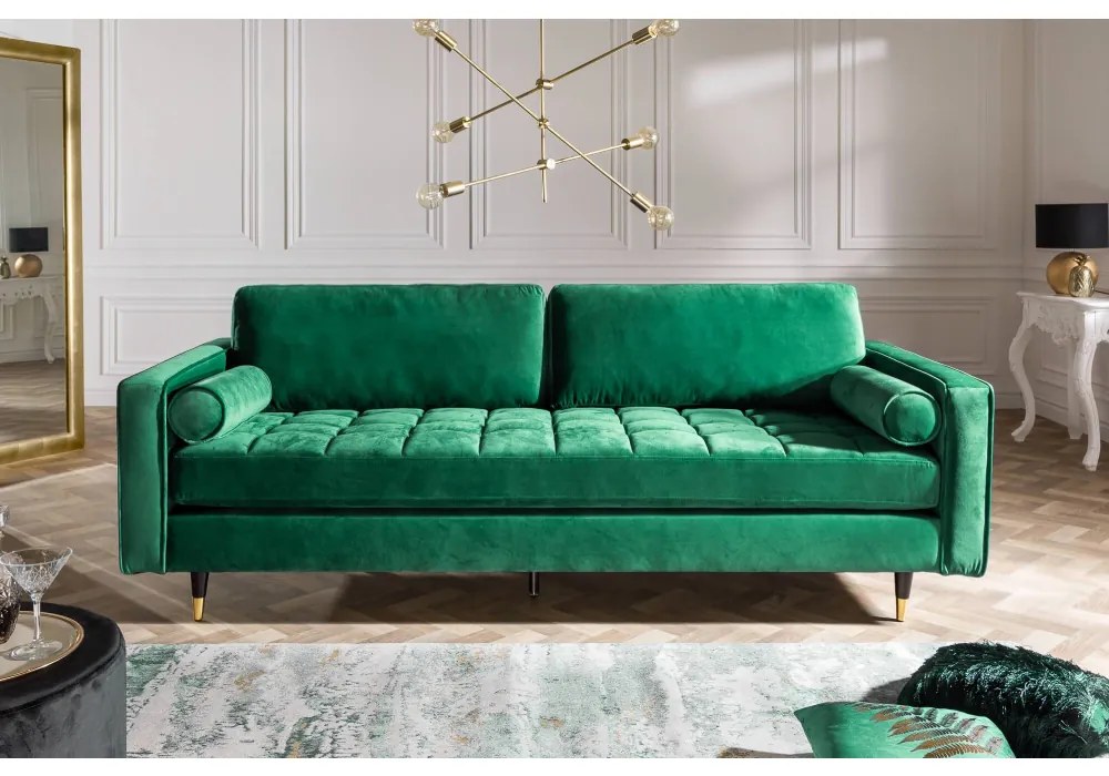 Canapea din catifea verde 225 cm Cozy Velvet Green