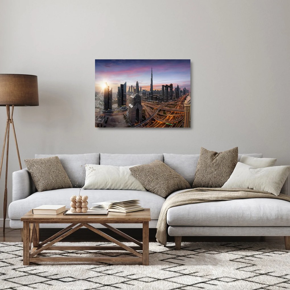 Tablou pe sticlă - Panorama din Dubai (70x50 cm)