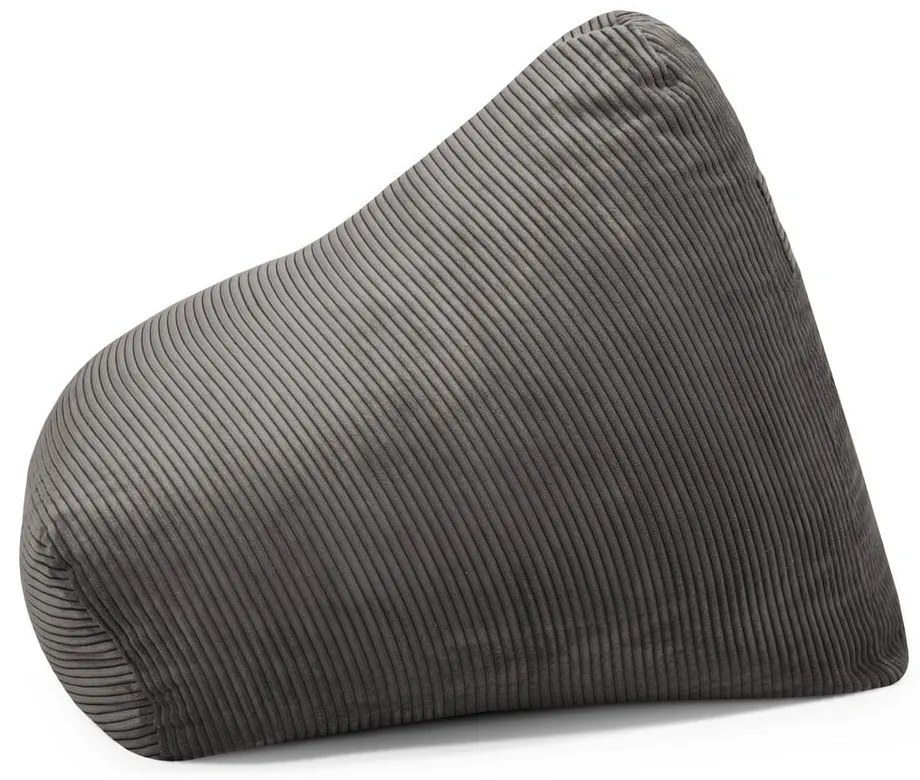 Fotoliu puf pentru copii gri închis cu tapițerie din catifea reiată Snug 80 – SLOWDOWN