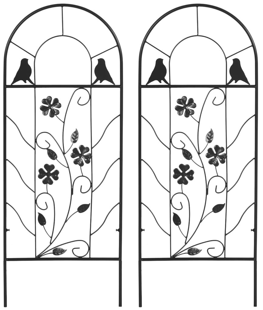 Outsunny Treillis de jardin lot de 2 suport pentru plante agatatoare din metal - 38 x 98 cm negru | Aosom Romania