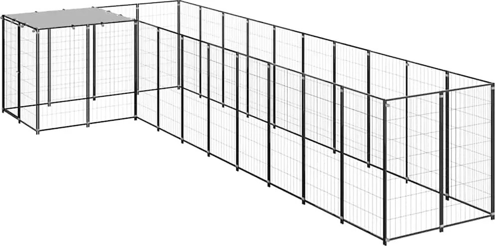 vidaXL Padoc pentru câini, negru, 7,26 m², oțel