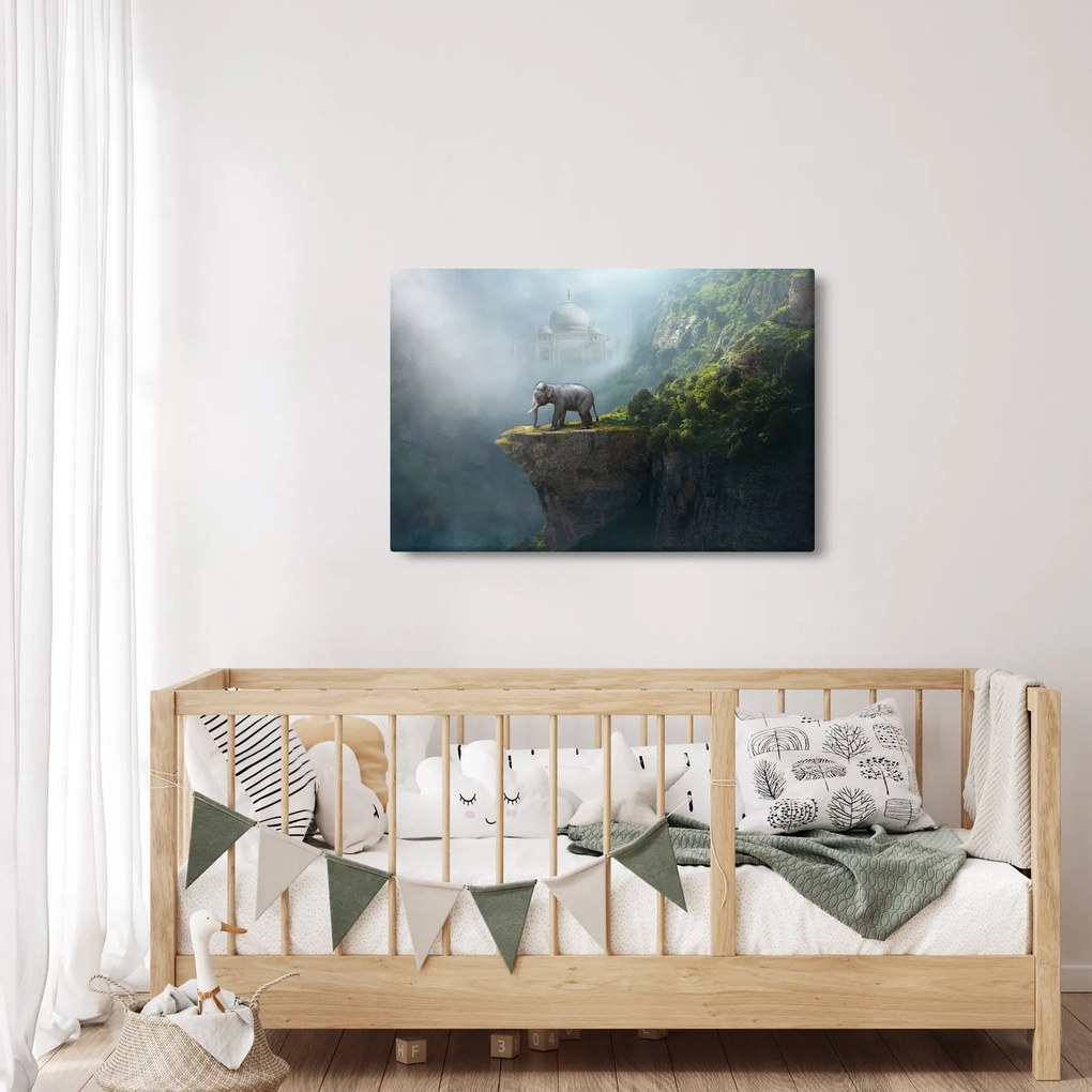 Tablou - Elefant în vârful Taj Mahalului (90x60 cm)