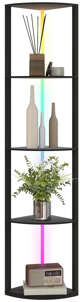 HOMCOM Lampa LED de Podea cu 5 Nivele, Reglabilă, cu Raft, Schimbare de Culori RGB, Telecomandă | Aosom Romania