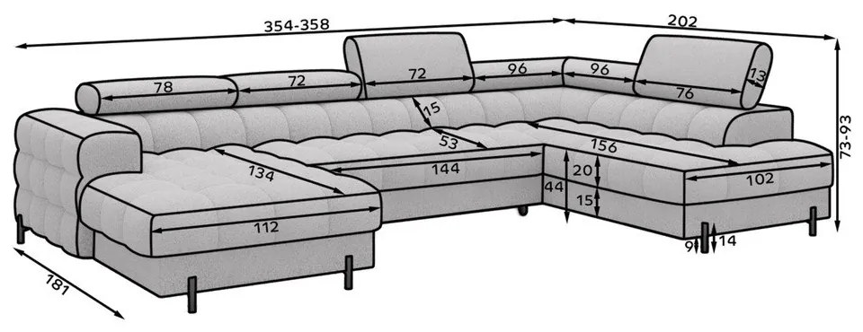 Colțar maro deschis extensibil cu tapițerie din catifea (cu colț pe partea dreaptă/în formă de "U") Feraria – ELTAP