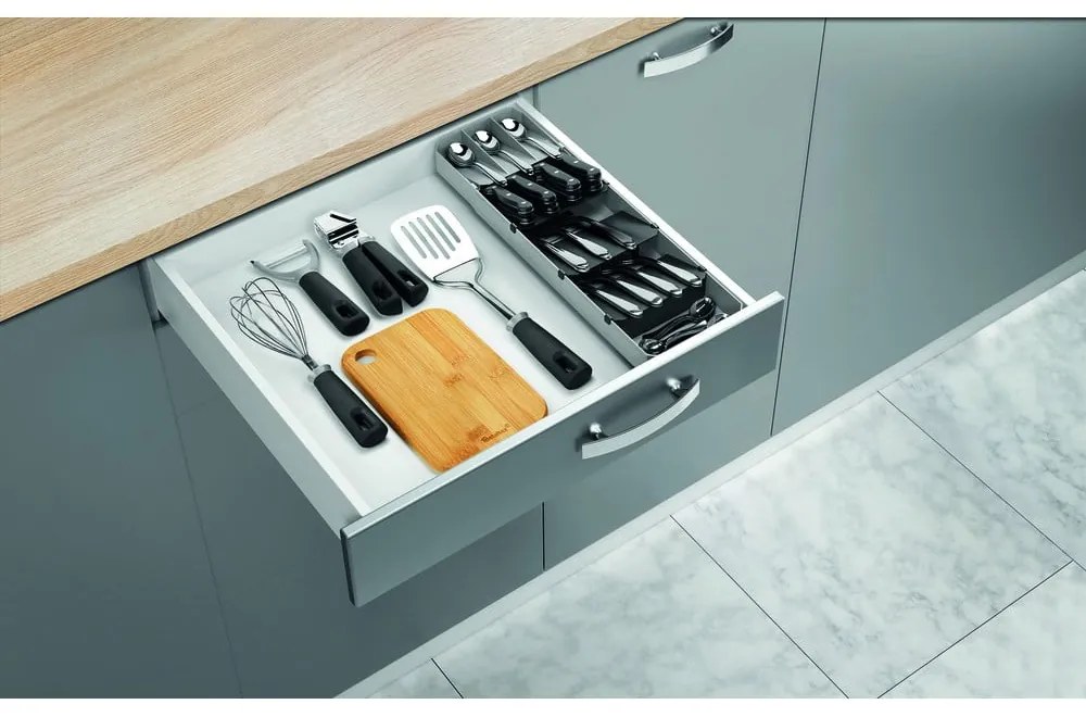 Organizator de tacâmuri gri din plastic 15 x 49 cm – Metaltex