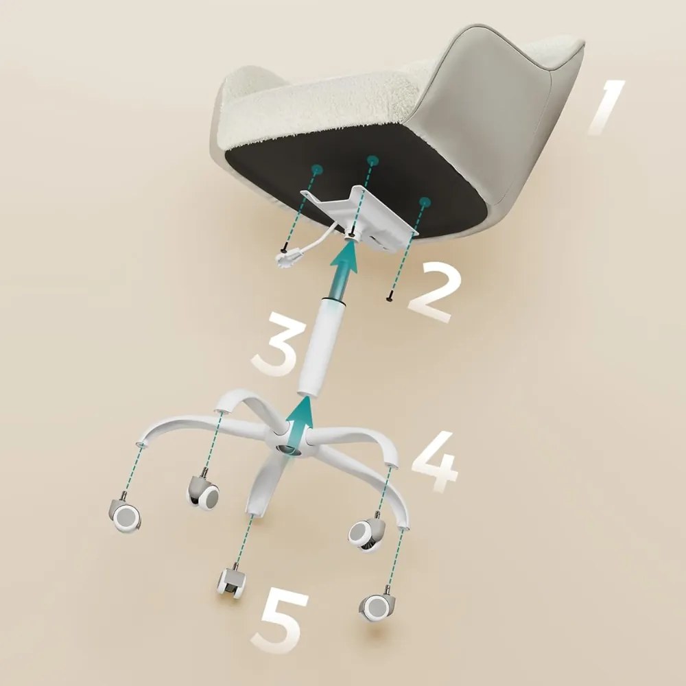 Scaun de birou SABINA, max. 110 kg, alb/bej SongmicsHome