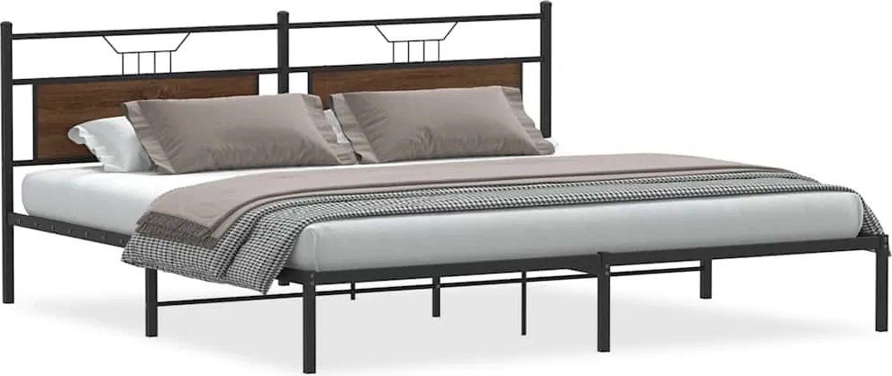 vidaXL Cadru de pat fără saltea Stejar maro 200x200 cm Lemn prelucrat