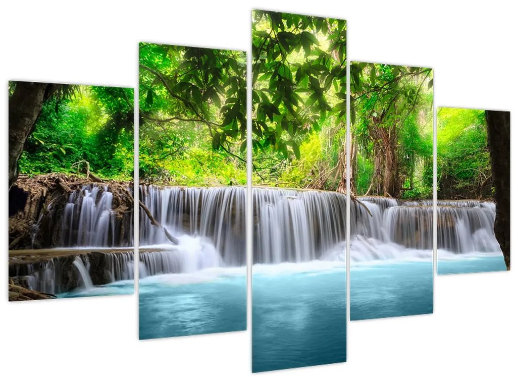 Tablou - Cascadă, albastru (150x105 cm)