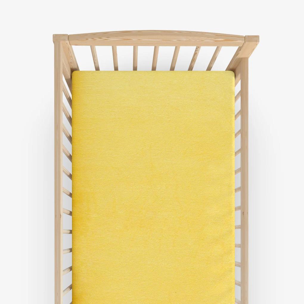 Goldea cearceaf pătuț din frotir cu elastic - galben deschis 60 x 120 cm