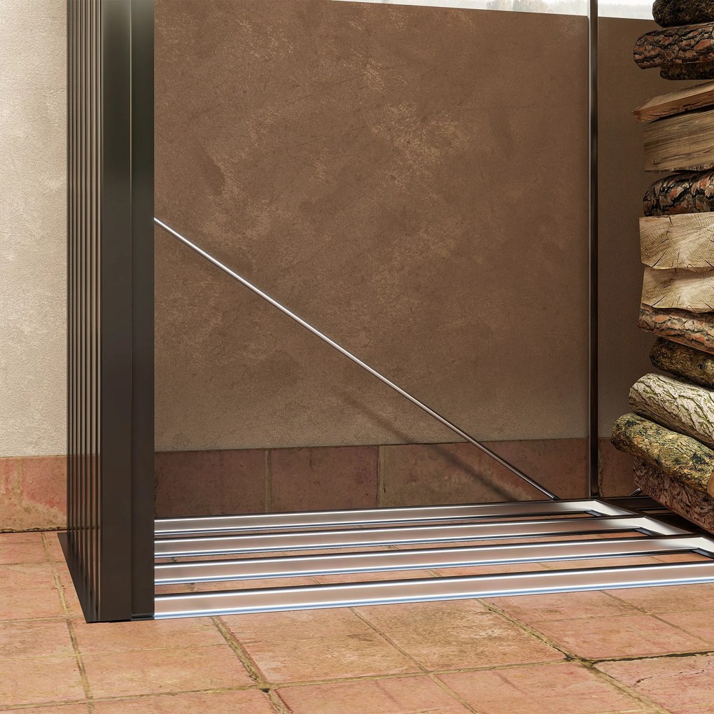 Outsunny Suport de Lemne cu Structură din Oțel Galvanizat 240x86x160cm Negru | Aosom Romania