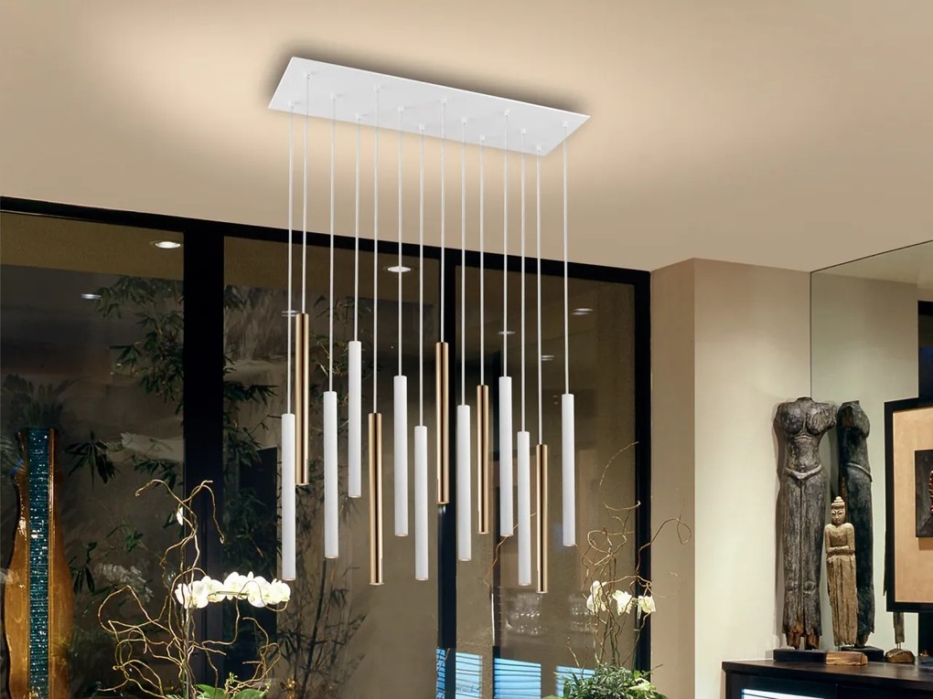 Lustra LED dimabila cu telecomanda design modern Varas alb/auriu SV-373437D