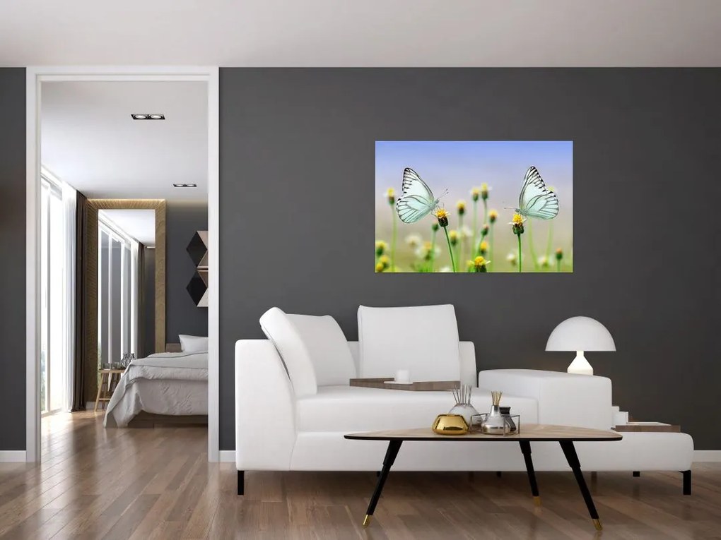 Tablou cu fluture pe floare (90x60 cm)