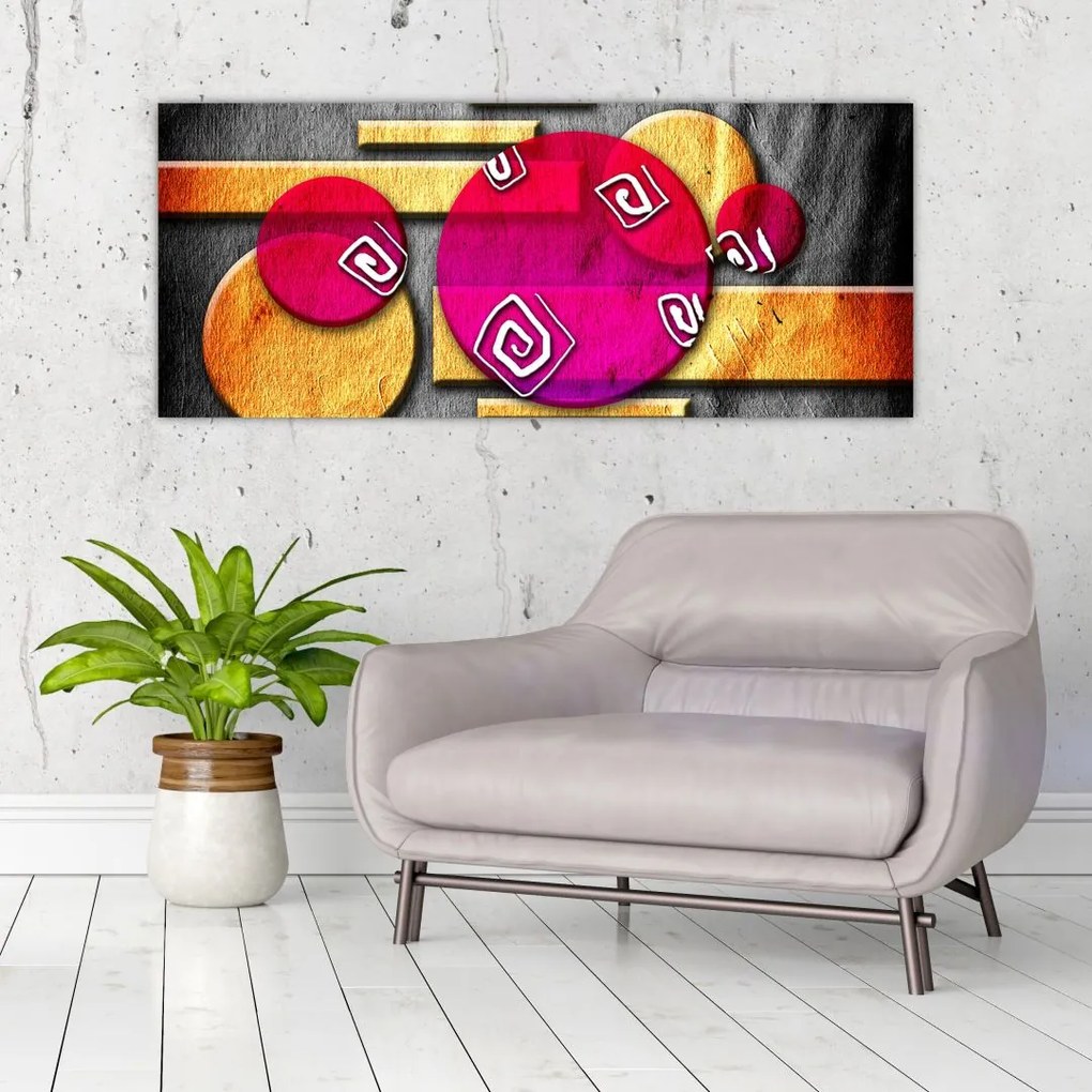 Tablou abstract cu simboluri istorice (120x50 cm)