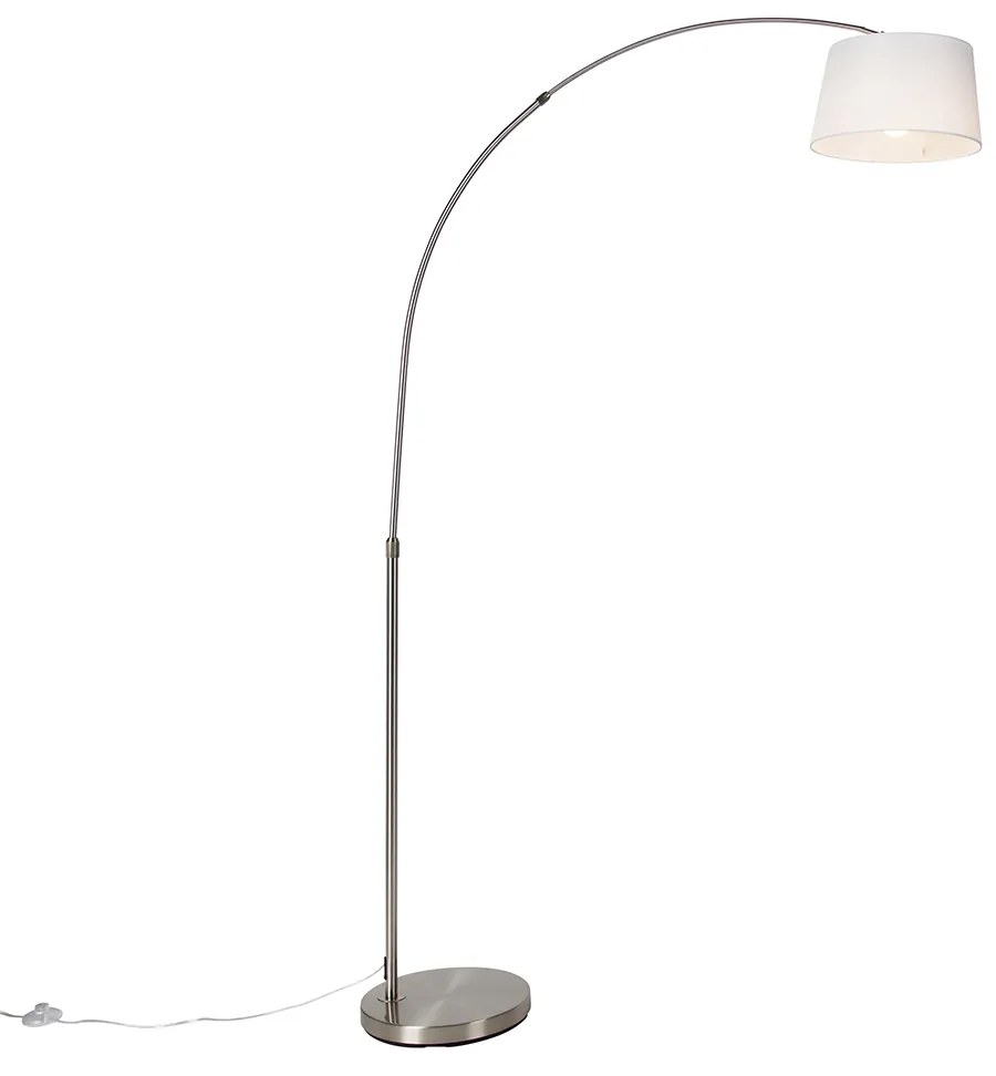 Lampă cu arc inteligentă din oțel cu abajur din stofă albă incluzând Wi-Fi A60 - Arc Basic