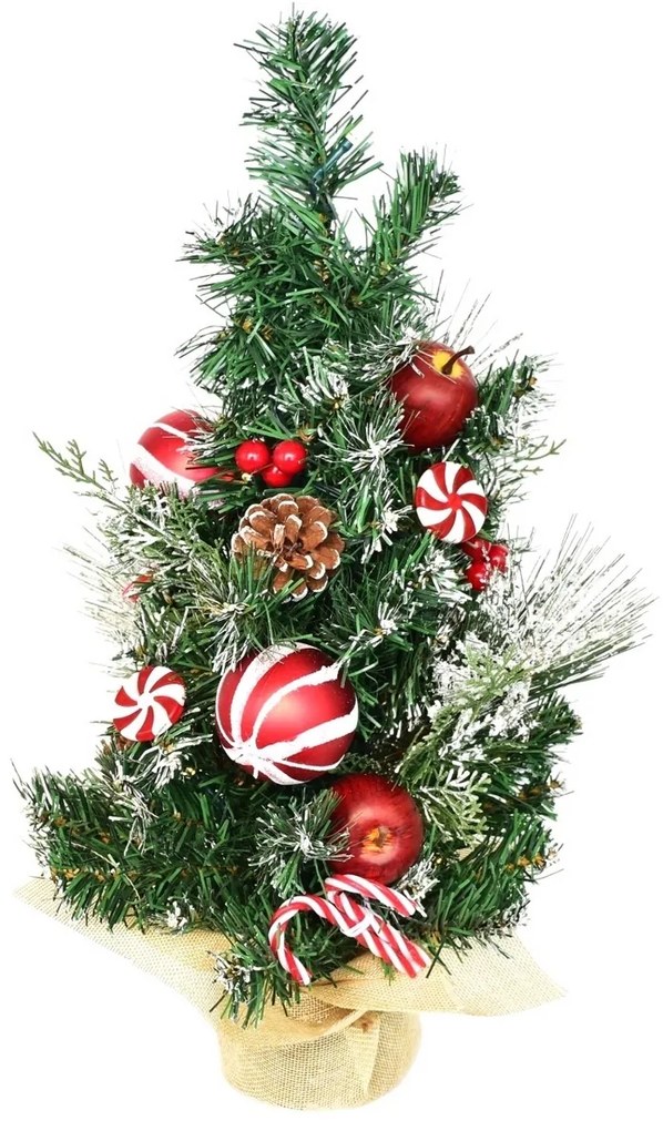 Brad de Crăciun decorat cu lumini, 50 cm, 10 LED-uri, alb cald