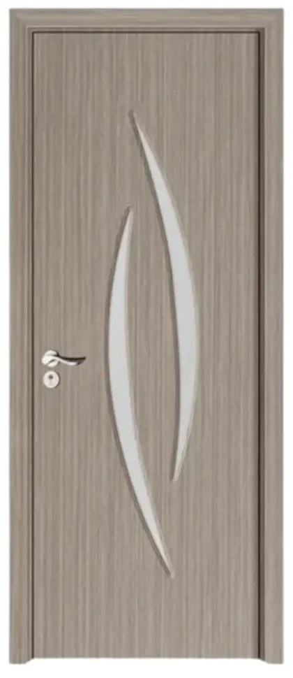 Usa Interior din MDF Novo Doors ND100, Cadru din Lemn Masiv, Geam Sablat, KIT COMPLET, Toc , Manere si balamale incluse (Culoare: Alb, Toc: Fix,