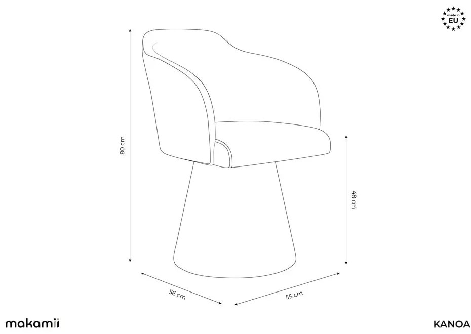 Scaun de sufragerie gri deschis tapițat Kanoa – Makamii