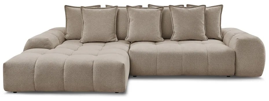 Colțar taupe extensibil/cu spațiu de depozitare cu tapițerie din chenille (cu colț pe partea stângă/cu șezlong) Everest – Bobochic Paris