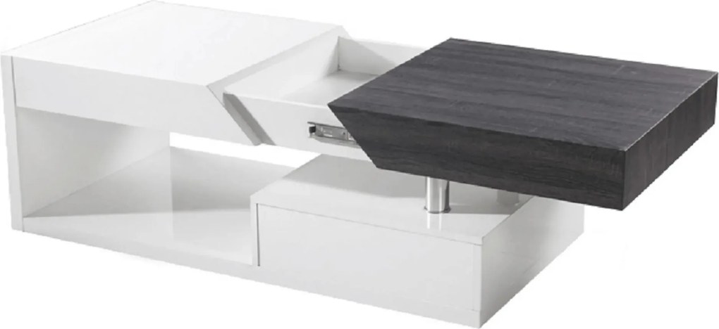 Masuta de cafea MELIDA, alb/gri, 120x60x43 cm