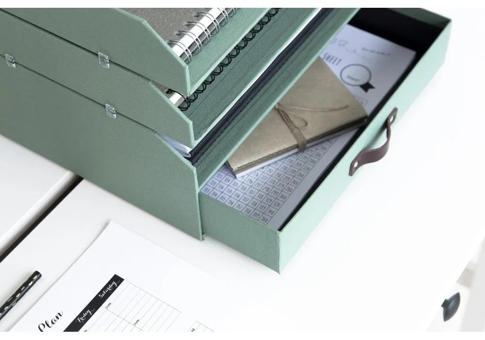 Organizator verde pentru sertar/pentru documente din carton Walter Canvas Paper Laminate – Bigso