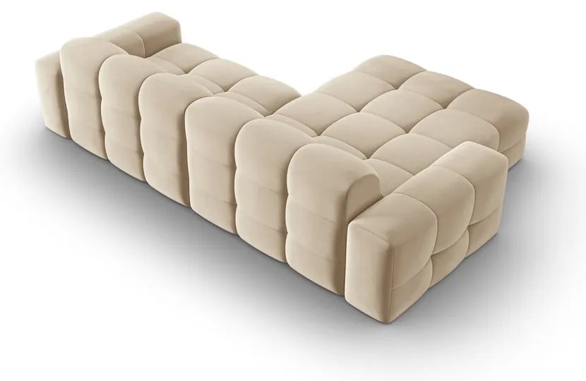 Colțar bej cu tapițerie din catifea (pe partea stângă) Kendal – Micadoni Home