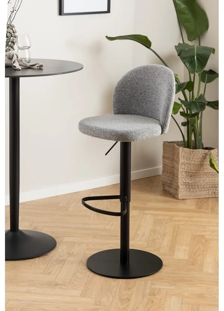 Scaun de bar negru/gri cu înălțime ajustabilă (înălțime șezut 55 cm) Patricia – Actona