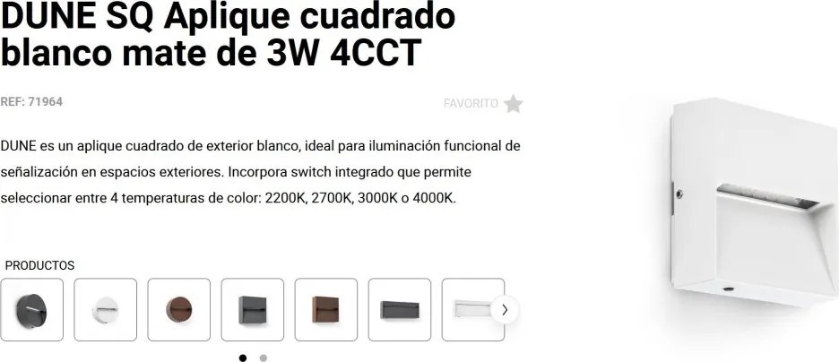 Mini Aplica exterior ambientala 3W 4CCT DUNE SQ alba