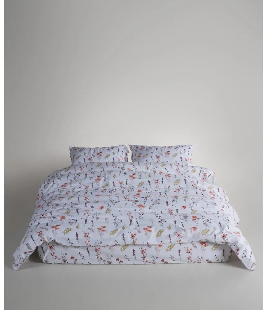 Lenjerie de pat albă din bumbac ranforcé pentru pat dublu, extinsă 240x220 cm Floral Dance Autumn – Mila Home Luxury