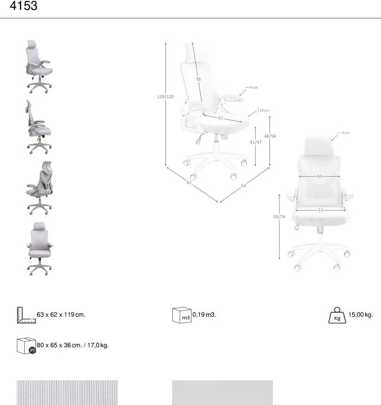 Scaun de birou pivotant design LUX Grey