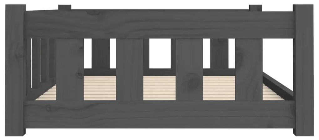 Pat pentru caini, gri, 95,5x65,5x28 cm, lemn masiv de pin Gri