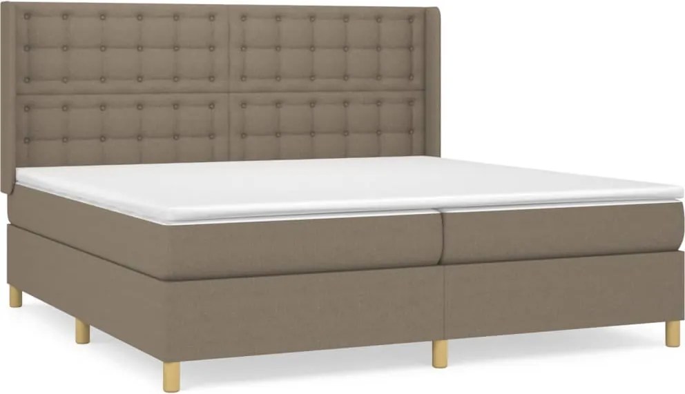 vidaXL Pat box spring cu saltea, gri taupe, 200x200 cm, textil