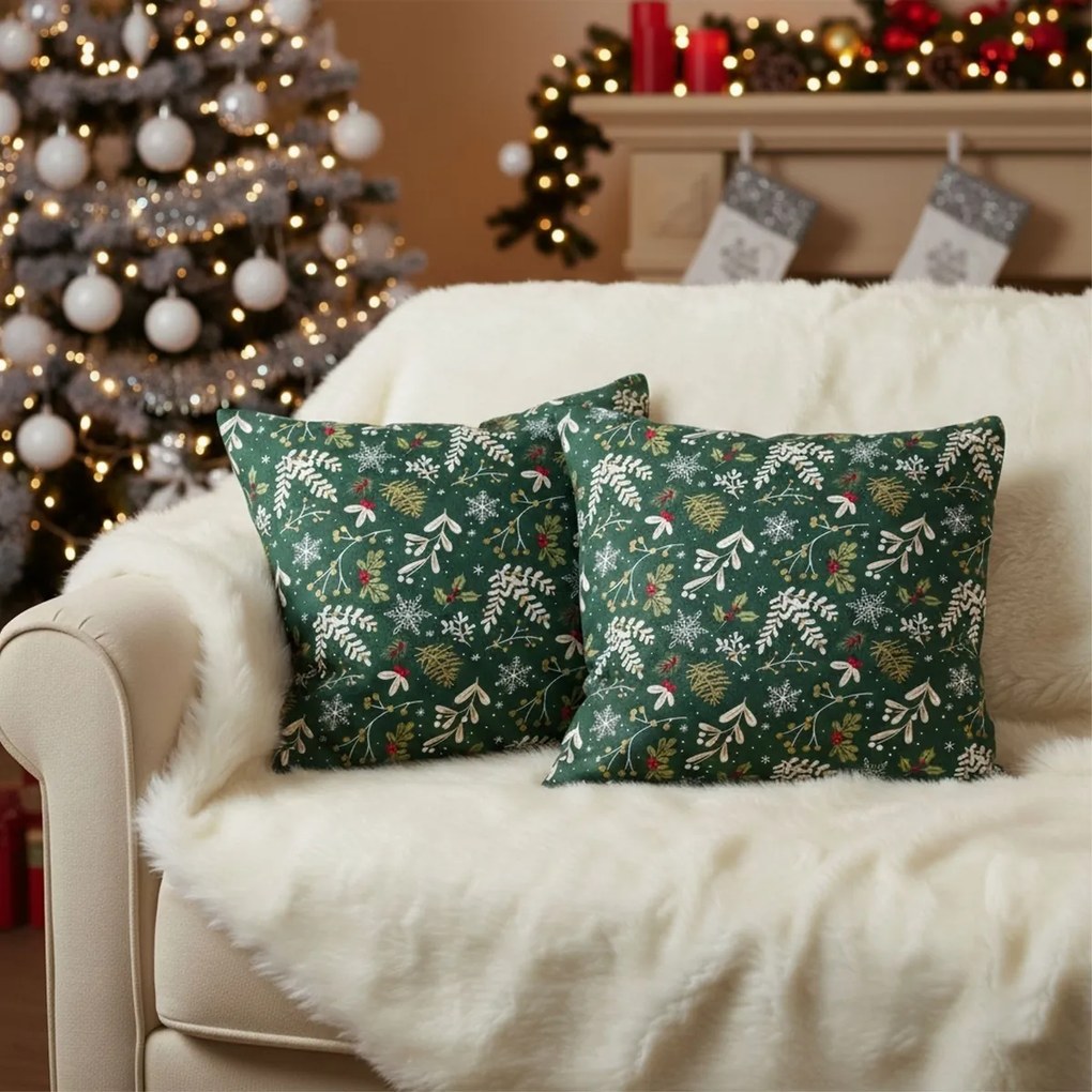 Funda pentru pernă Crăciun verde, 40 x 40 cm