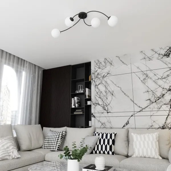 Lustră aplicată VIBRA 4xE14/10W/230V negru/alb