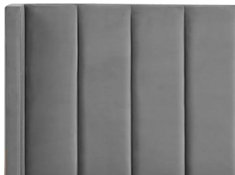 Pat matrimonial 160 cm VINNETTE (textil) (gri) (cu somieră). 1018563