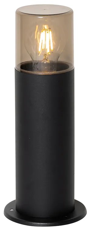 Lampă de exterior de podea neagră cu abajur fumuriu 30 cm IP44 - Odense