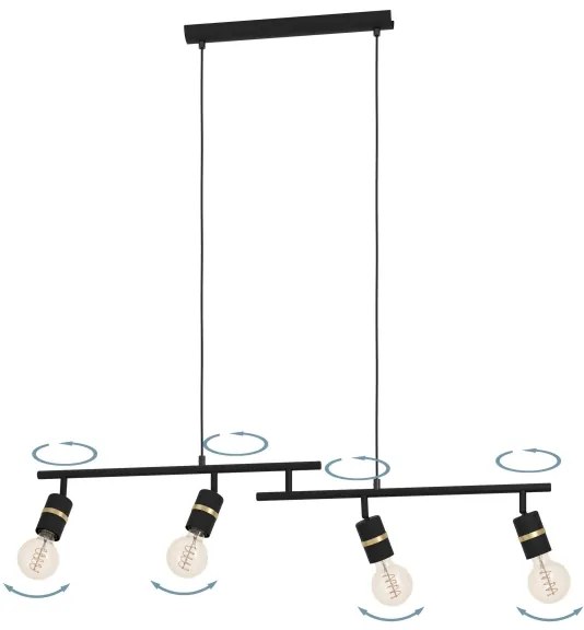 Lustră pe cablu LURONE 4xE27/10W/230V Eglo 900177