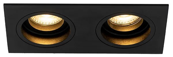 Set de 6 spoturi încastrate pătrate negre reglabile cu 2 lumini - Chuck