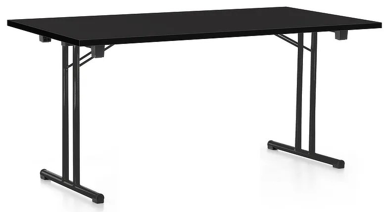Masă plianta 160 x 80 cm, picioare negre, negru