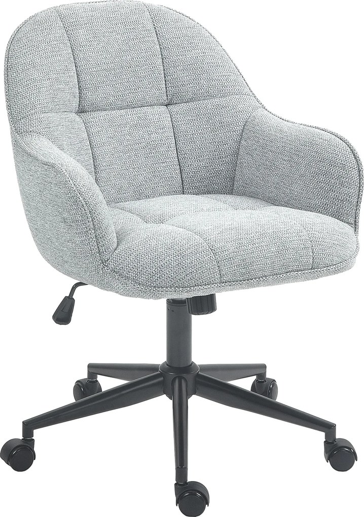 HOMCOM Scaun fauteuil de birou cu spătar și șezut capitonat reglabil în înălțime rotativ 360° bază neagră tapiterie țesătură gri | Aosom Romania