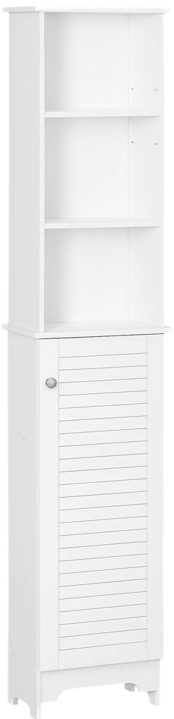 HOMCOM Coloană Baie 3 Niveluri Dulapior Închis Economie Spațiu MDF PAL 34x20x165cm Alb | Aosom Romania