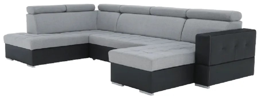 Colţar extensibil, piele ecologică negru/material textil gri deschis, dreapta, VASTO