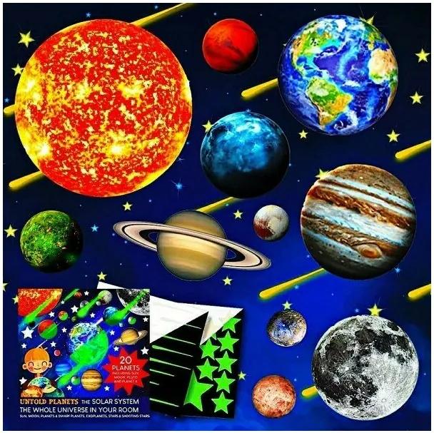 Untold Planets - Set planete fosforescente Sistemul Solar si stele, 220 piese