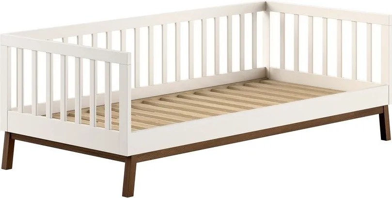 Pat pentru copii bej din lemn de pin cu somieră 90x200 cm Sezane – Vipack