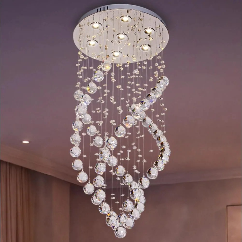 Plafonieră LED cu cristale NAURU LED/24W/230V, Ø 40 cm, crom lucios + telecomandă