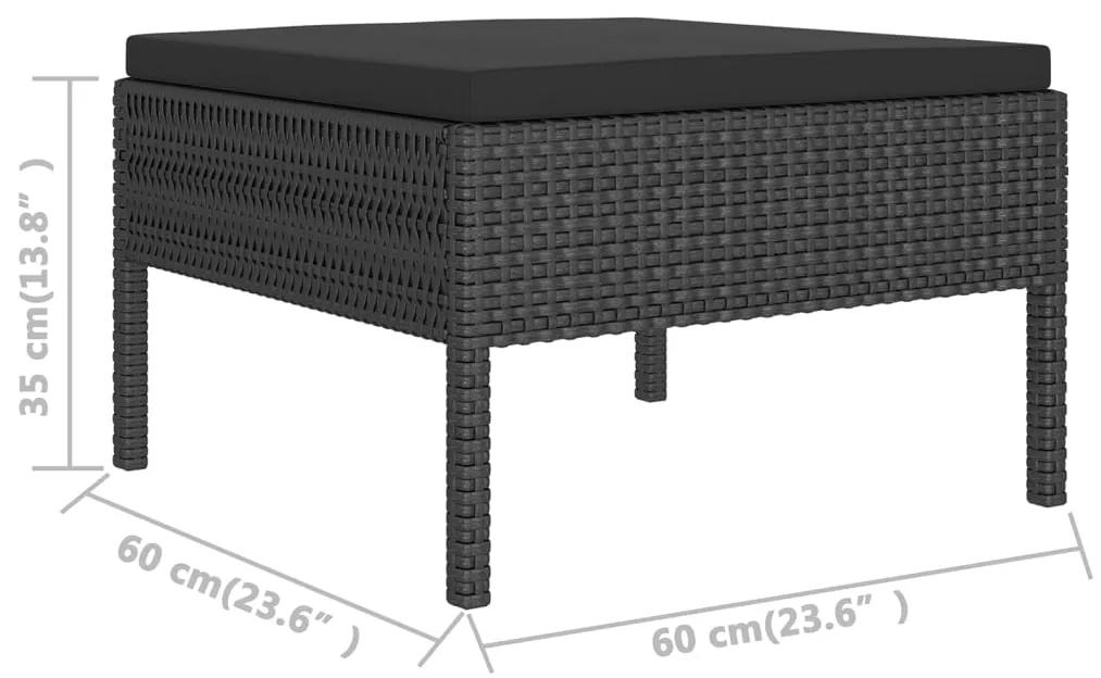 Set mobilier de gradina cu perne, 13 piese, negru, poliratan 4x colt + 7x mijloc + suport pentru picioare + masa, 1