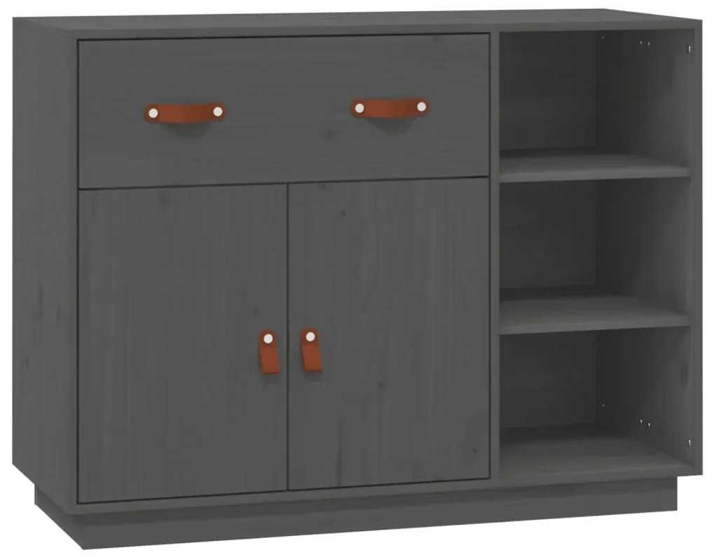 820139 vidaXL Dulap, gri, 98,5x40x75 cm, lemn masiv de pin